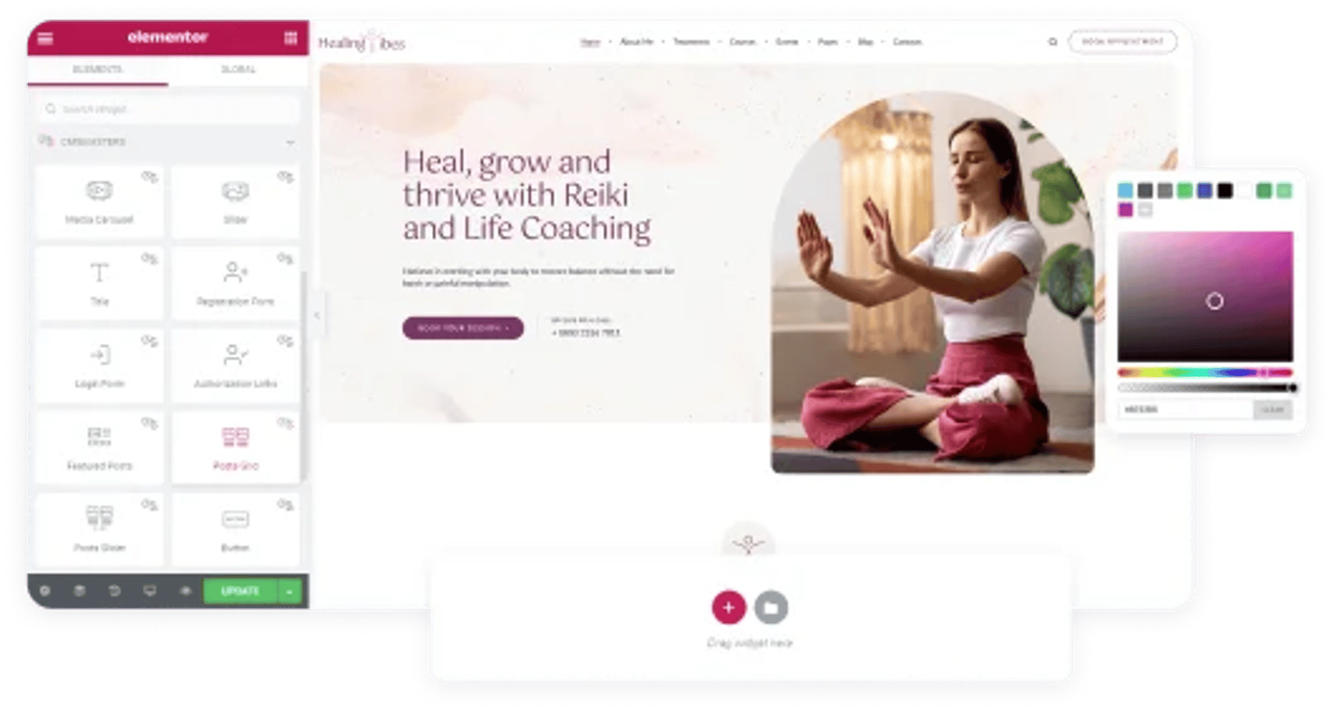 Healing Vibes – Reiki Massage, Yoga & Meditation WordPress Theme - Elementor Builder | CMSMasters studio