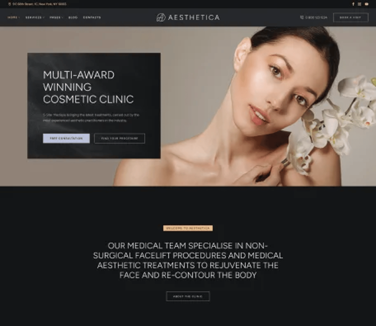 Aesthetica - Plastic Surgery & Beauty Clinic WordPress Theme - Dark Demo - Beauty & Cosmetology Clinic | CMSMasters studio
