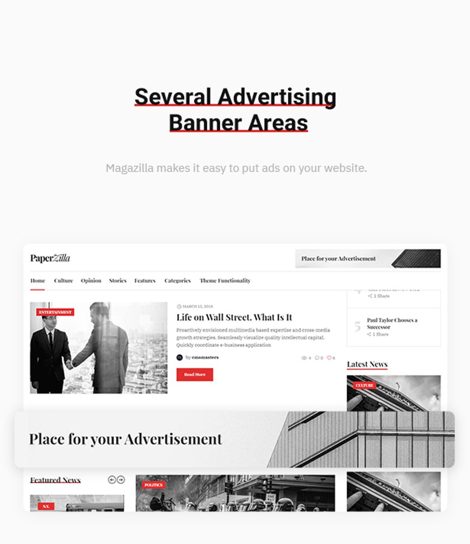 Magazilla – News and Magazine WordPress Theme - Several Advertising Banner Areas | Cmsmasters studio