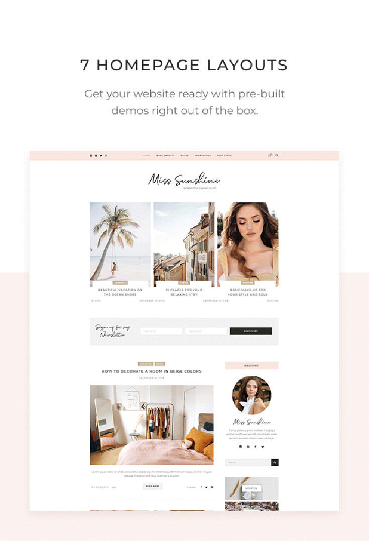 Miss Sunshine - Women Lifestyle Blog WordPress Theme - 7 Homepage Layouts | cmsmasters studio