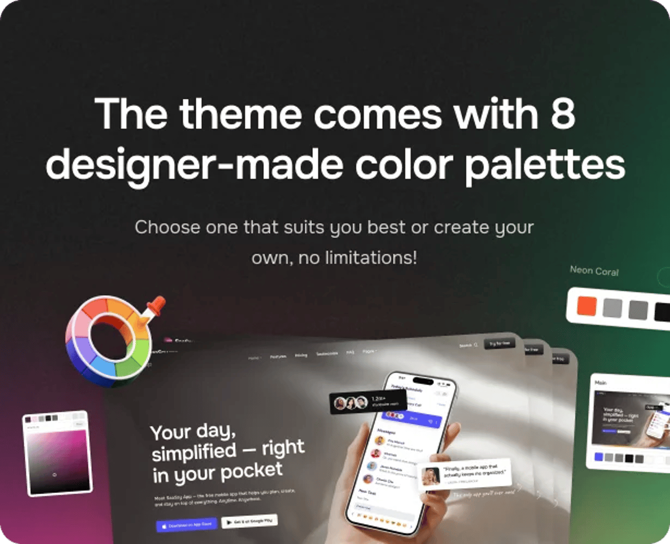 SaaSsy App - Software & Tech Startup WordPress Theme - Designer-made Color Palettes | CMSMasters studio