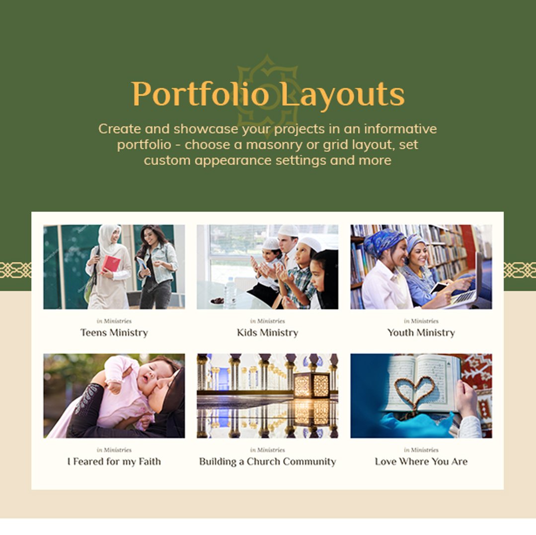 Islam House - Mosque and Religion WordPress Theme - Portfolio Layouts | cmsmasters studio