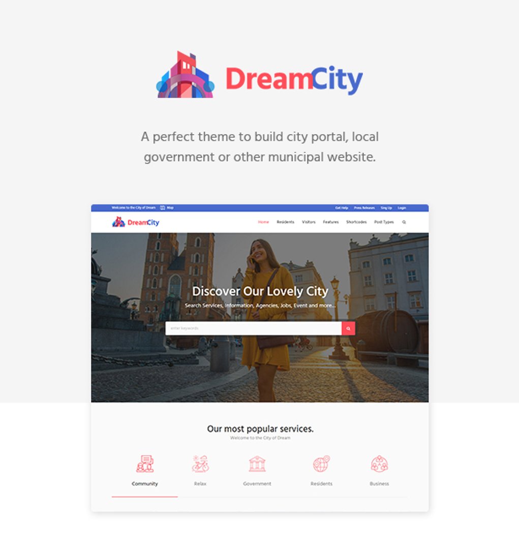 Dream City – City Portal & Government Municipal WordPress Theme