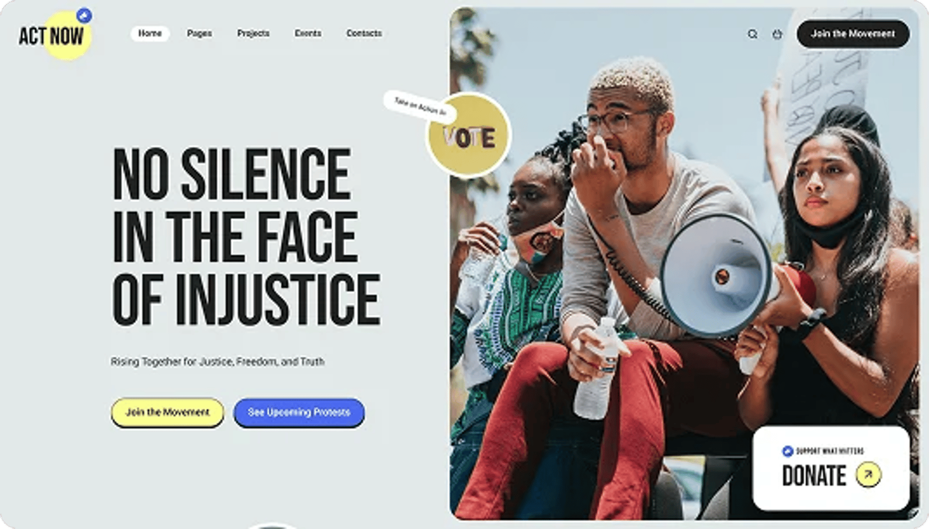 Act Now - Social Activism & NGO WordPress Theme - Voices of Protest | CMSMasters studio