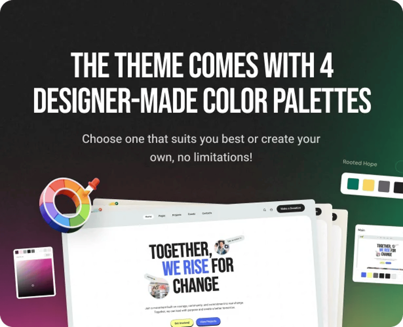Act Now - Social Activism & NGO WordPress Theme - 4 Designer-made Color Palettes | CMSMasters studio