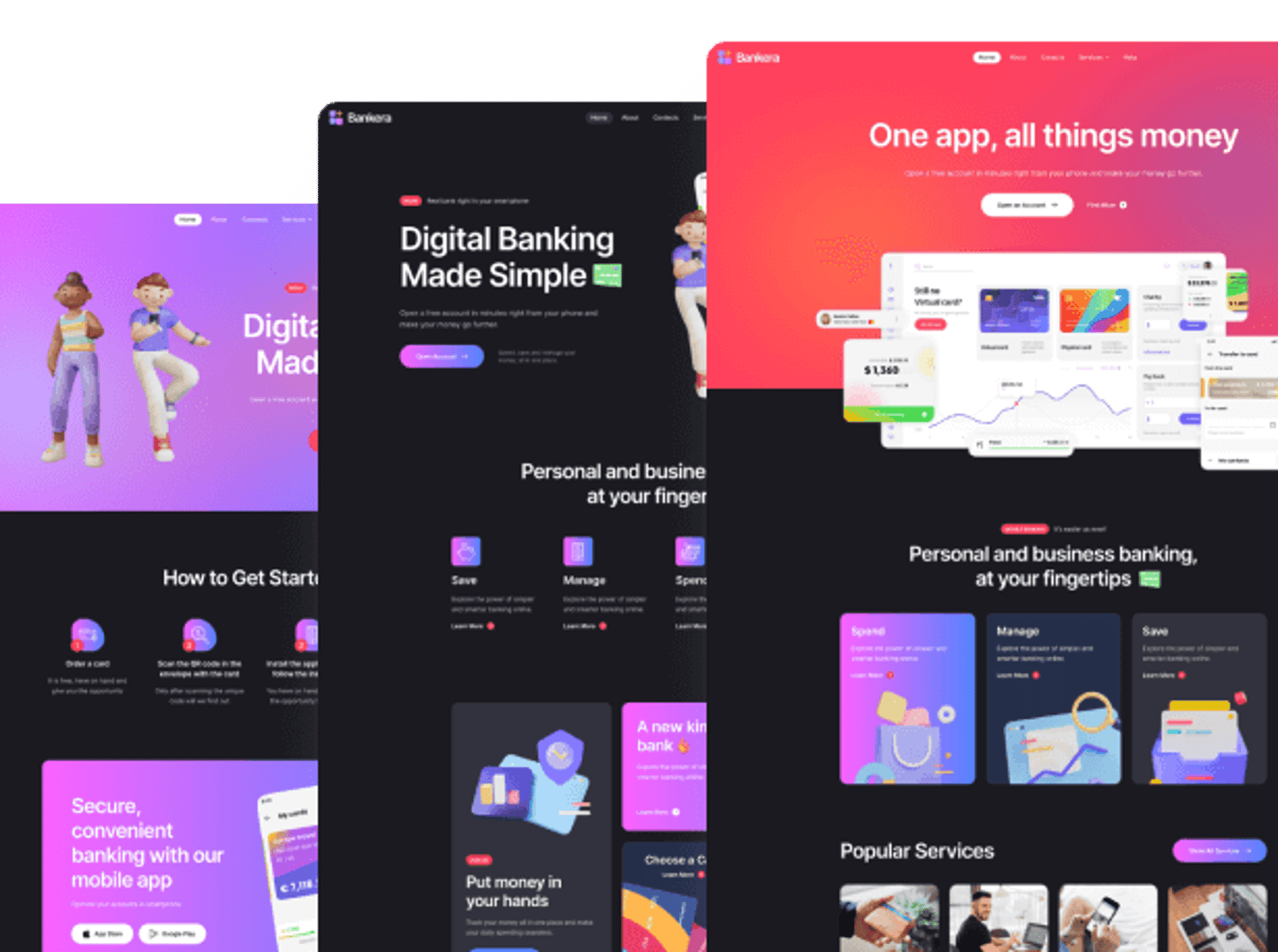 Cyberbank WordPress Theme - Homepages in Dark Style