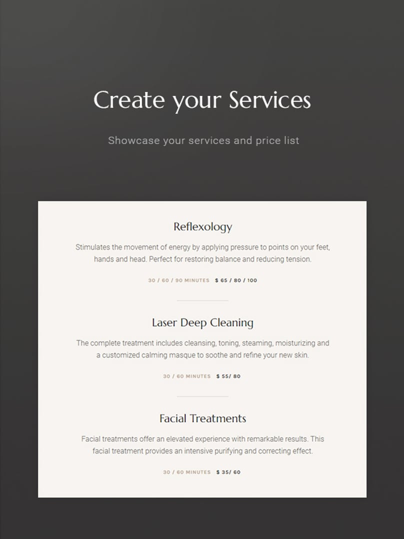 Luxury Spa - Wellness and Beauty WordPress Theme - Create Your Services