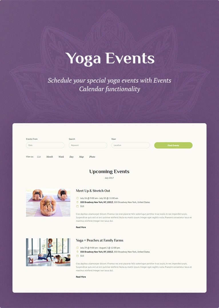 Do Yoga - Fitness Studio & Pilates Club WordPress Theme - Yoga Events