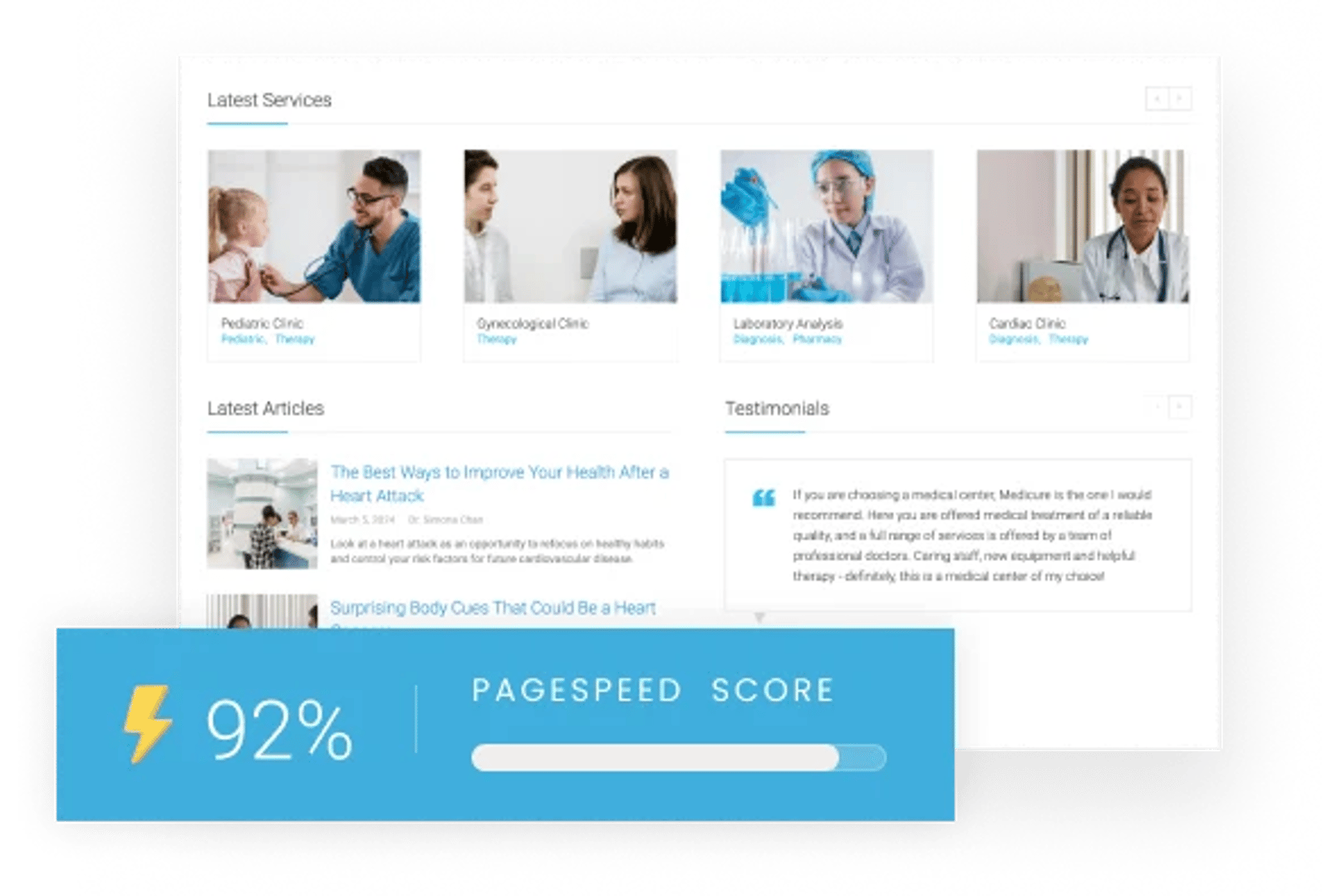 MediCure - Health & Medical WordPress Theme - Google PageSpeed Insights Performance Score 90+ | CMSMasters studio