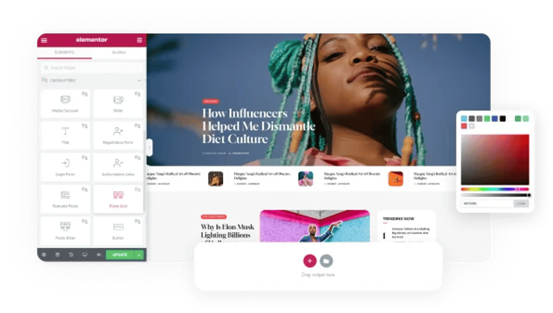 Glossier - News & Viral Magazine WordPress Theme - Elementor Builder | Cmsmasters studio