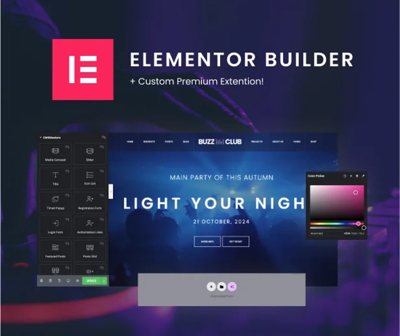 Buzz Club - Night Club, DJ & Music Festival Event WordPress Theme - Elementor Builder
