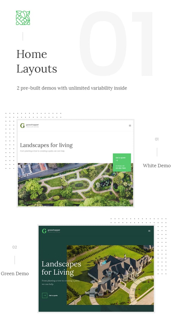 Grasshopper - Landscape Design and Gardening Services WP Theme - Home Layouts | cmsmasters studio