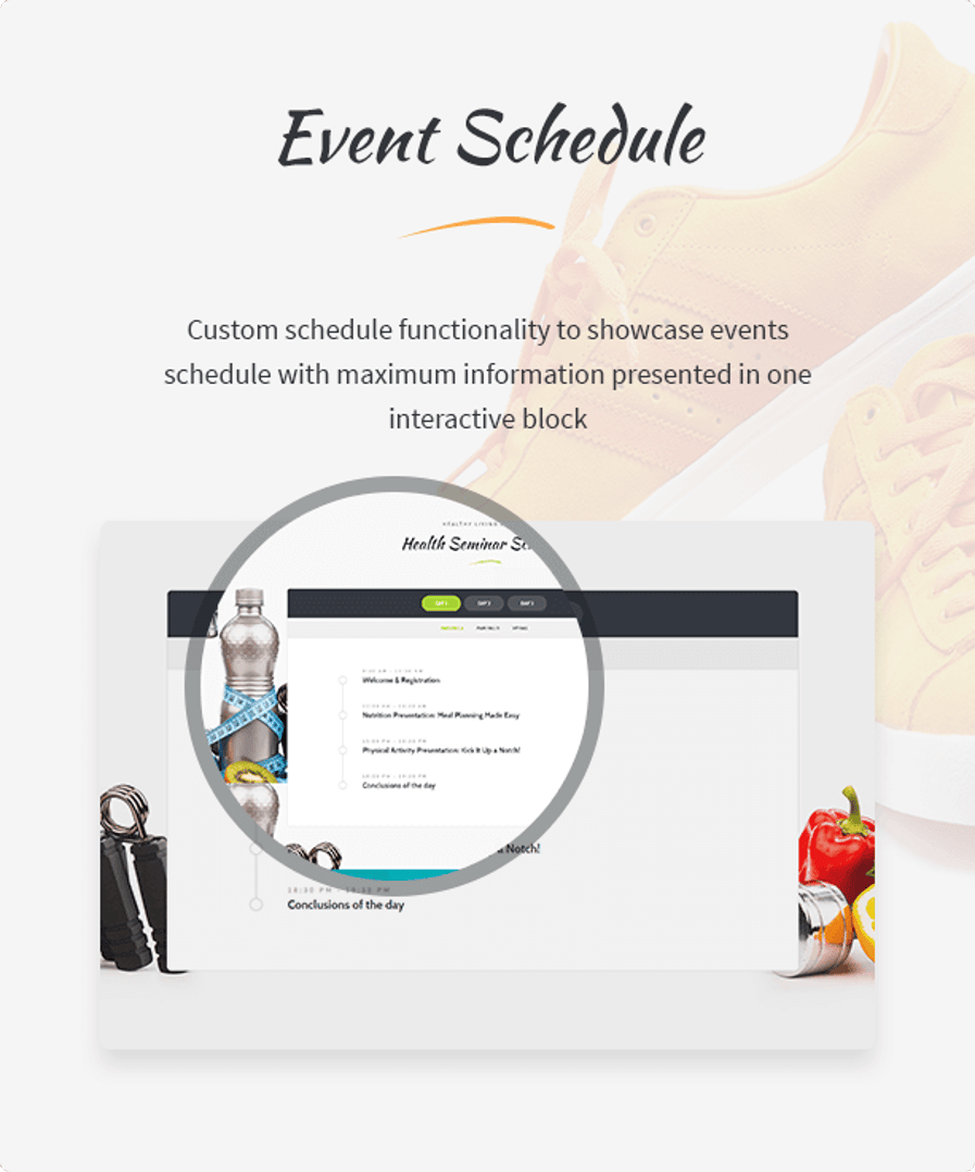 Healthy Living WordPress Theme - Event Schedule | Cmsmasters Studio