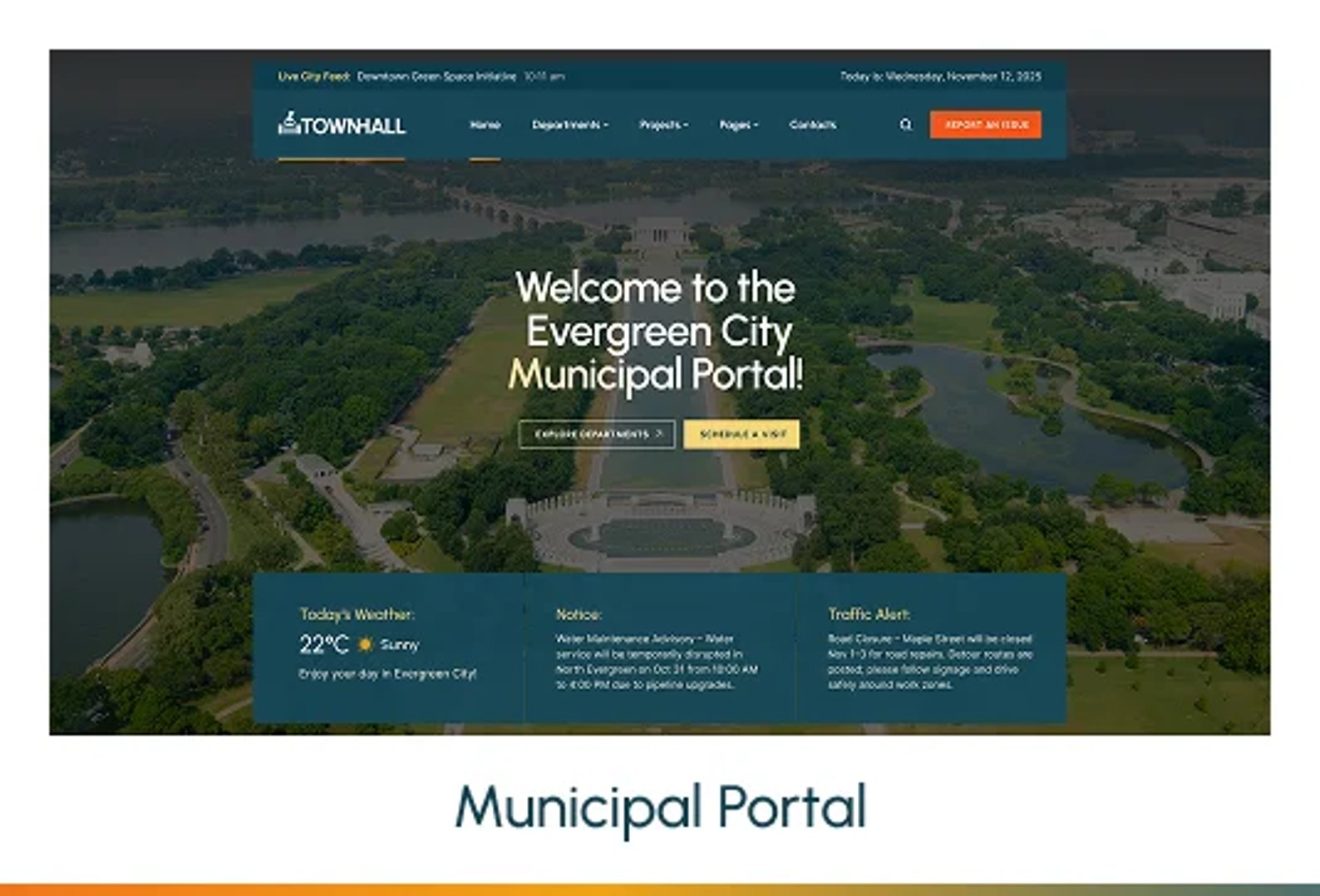 Town Hall - Municipal Portal & Local City Government WordPress Theme - Municipal Portal | CMSMasters studio