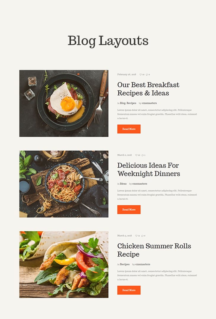 Mantelit - Food Delivery & Restaurant WordPress Theme - Blog Layouts | Cmsmasters studio