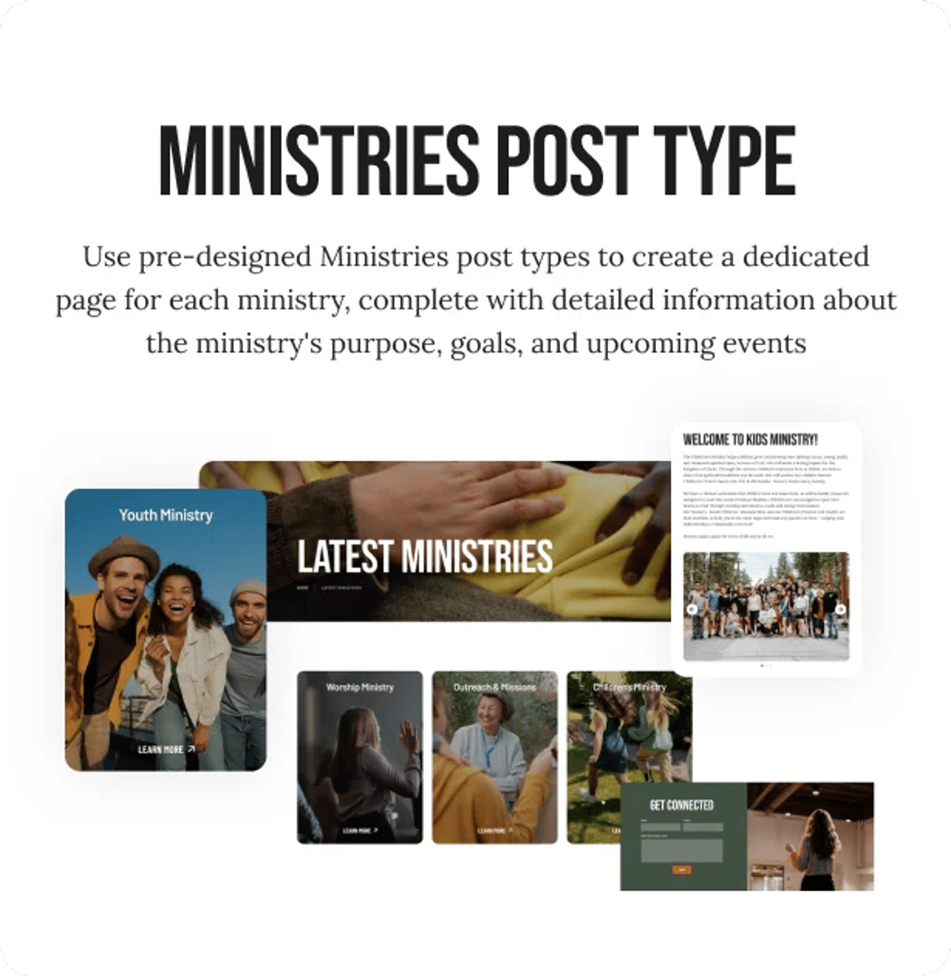 Faith Connect - Religion & Church WordPress Theme - Ministries Post Type | CMSMasters studio