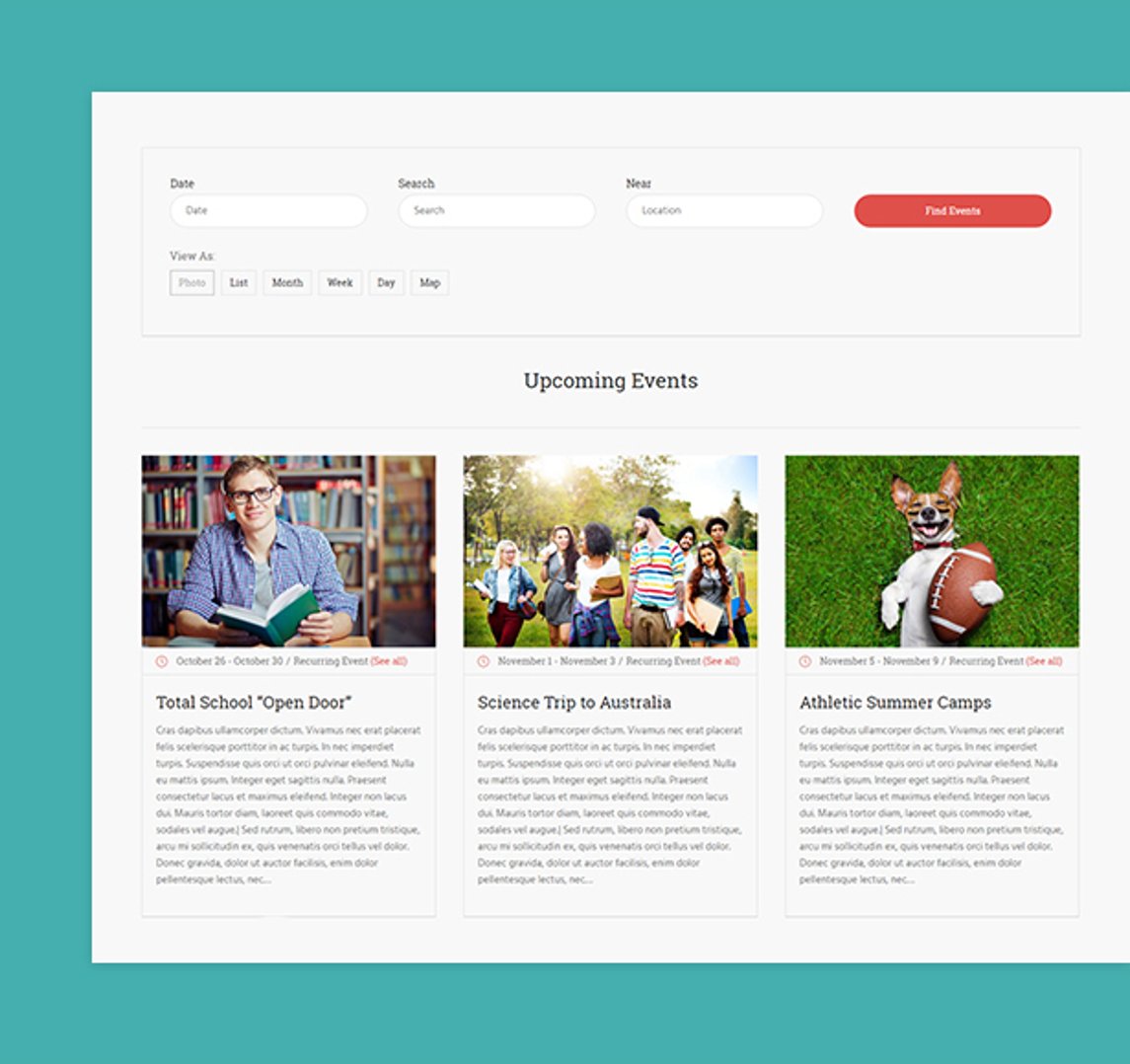 Total School - LMS and Education WordPress Theme - The Events Calendar