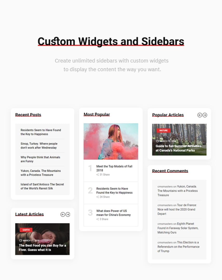Magazilla – News and Magazine WordPress Theme - Custom Widgets and Sidebars | Cmsmasters studio