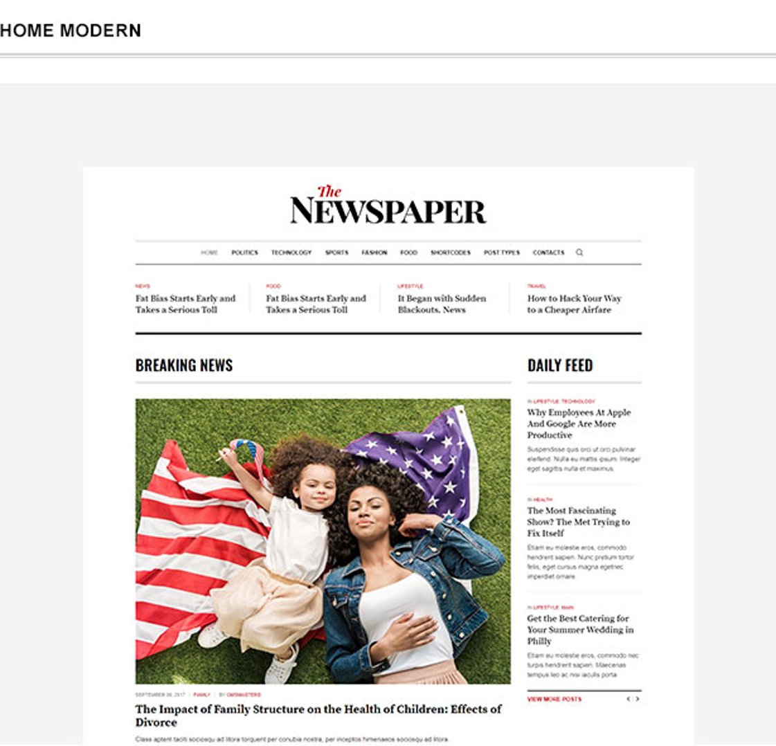 The Newspaper - Magazine Editorial WordPress Theme - Home Modern