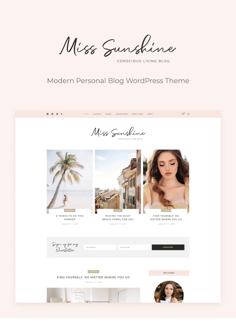 Miss Sunshine - Women Lifestyle Blog WordPress Theme | cmsmasters studio
