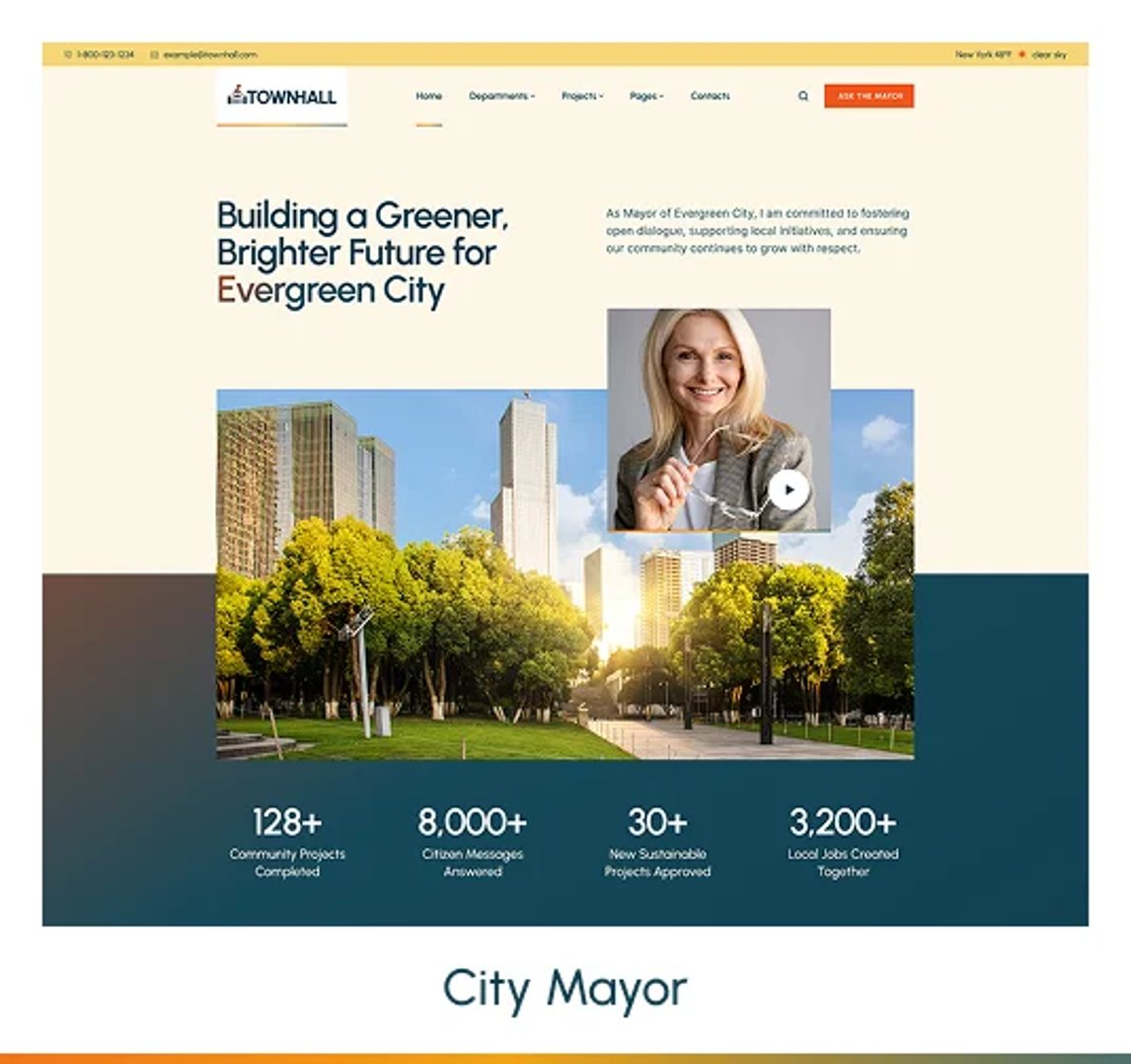 Town Hall - Municipal Portal & Local City Government WordPress Theme - City Mayor | CMSMasters studio