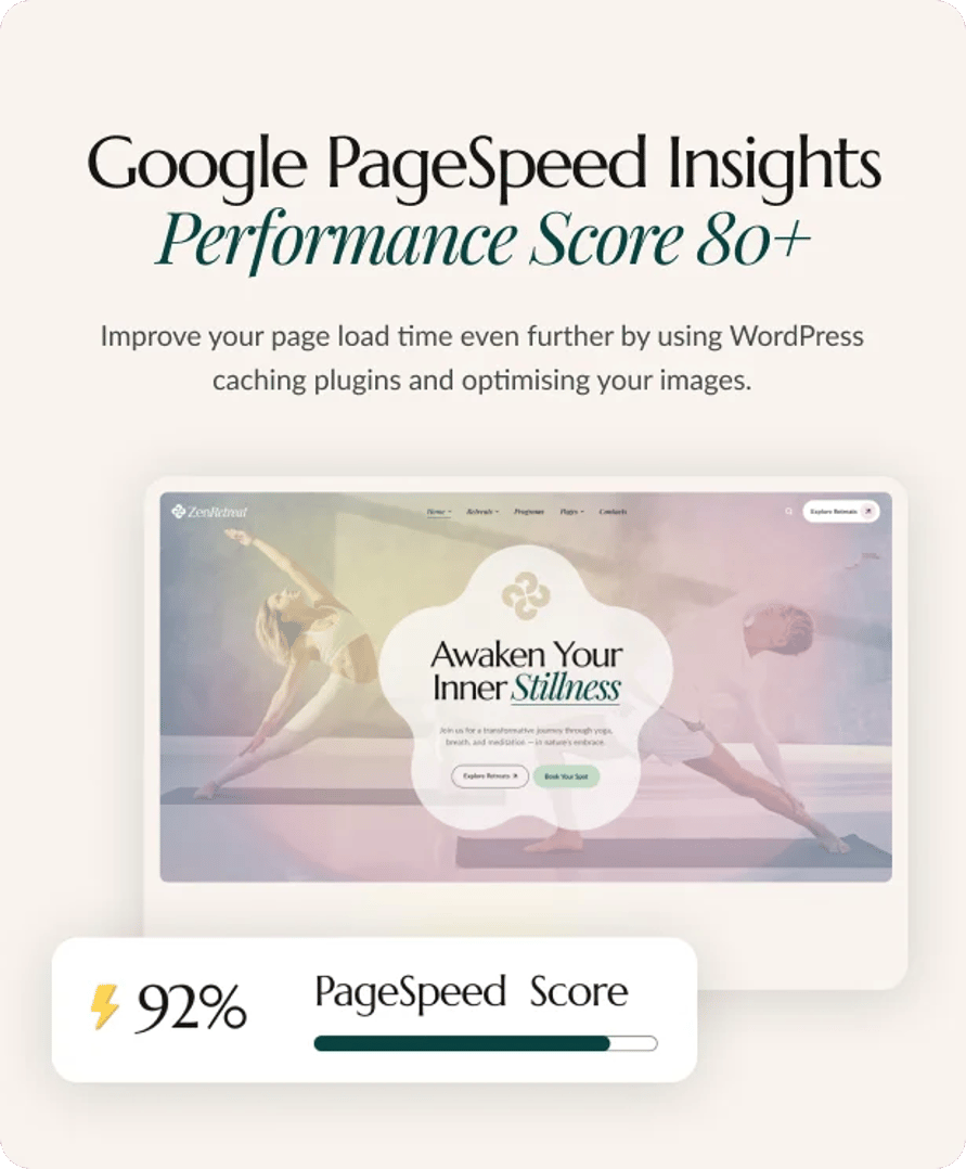 Zen Retreat - Wellness Resort & Yoga WordPress Theme - Performance Score 90+ | CMSMasters studio