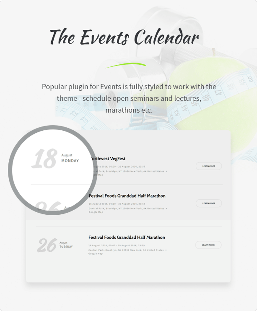 Healthy Living WordPress Theme - The Events Calendar | Cmsmasters Studio