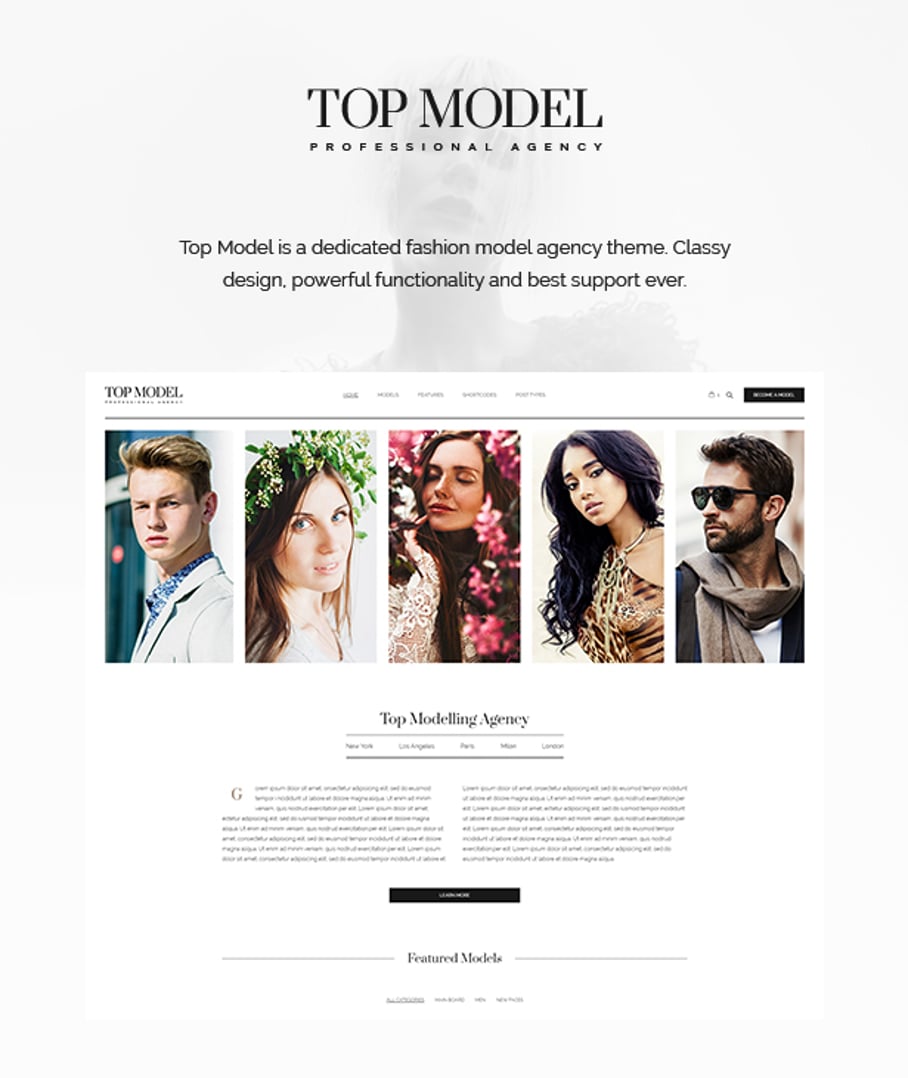 Top Model - Agency and Fashion WordPress Theme