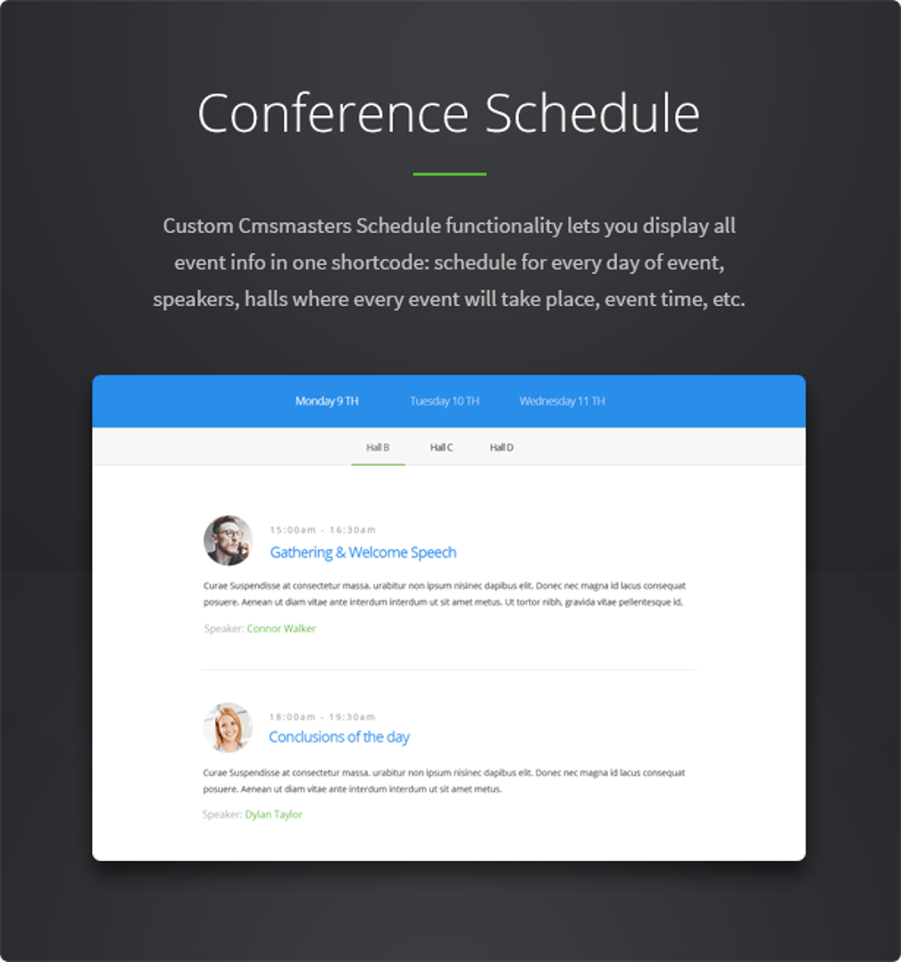 Business Consulting - WordPress Theme for Personal Coaching, Motivation and Training - Conference Schedule