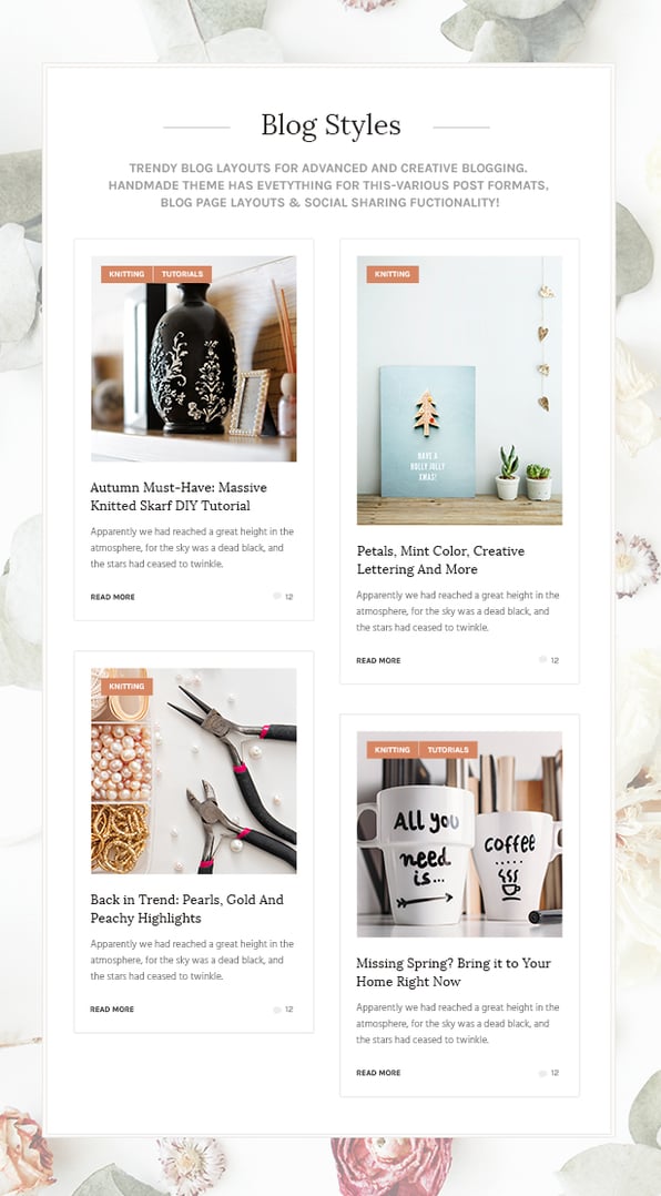 Handmade Shop – Handicraft Blog & Store Creative WordPress Theme - Blog Styles
