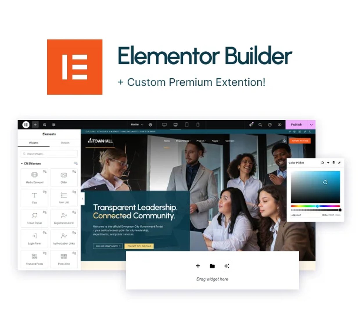 Town Hall - Municipal Portal & Local City Government WordPress Theme - Elementor Builder | CMSMasters studio