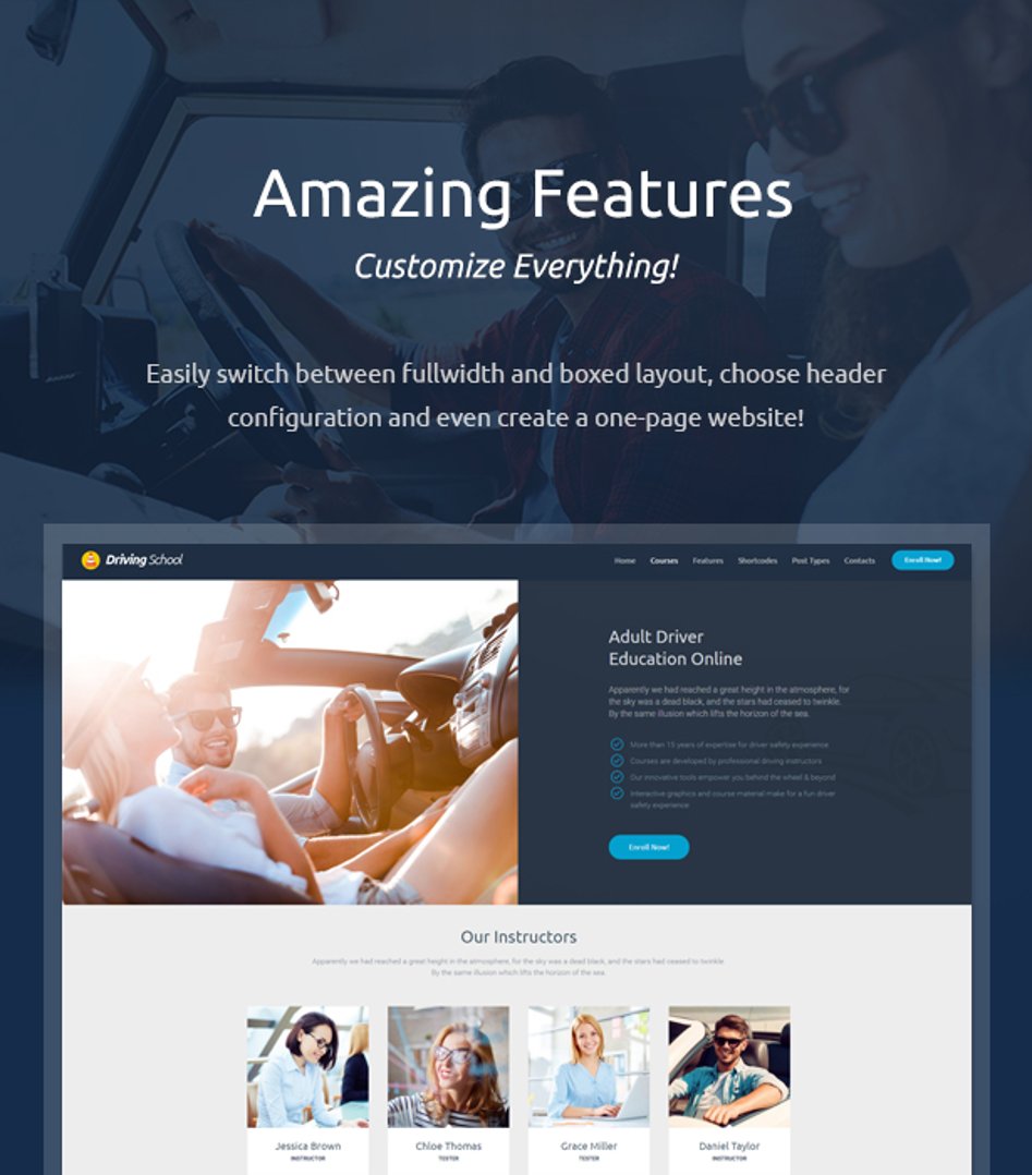 Driving School - Car & Automobile WordPress Theme - Amazing Features!