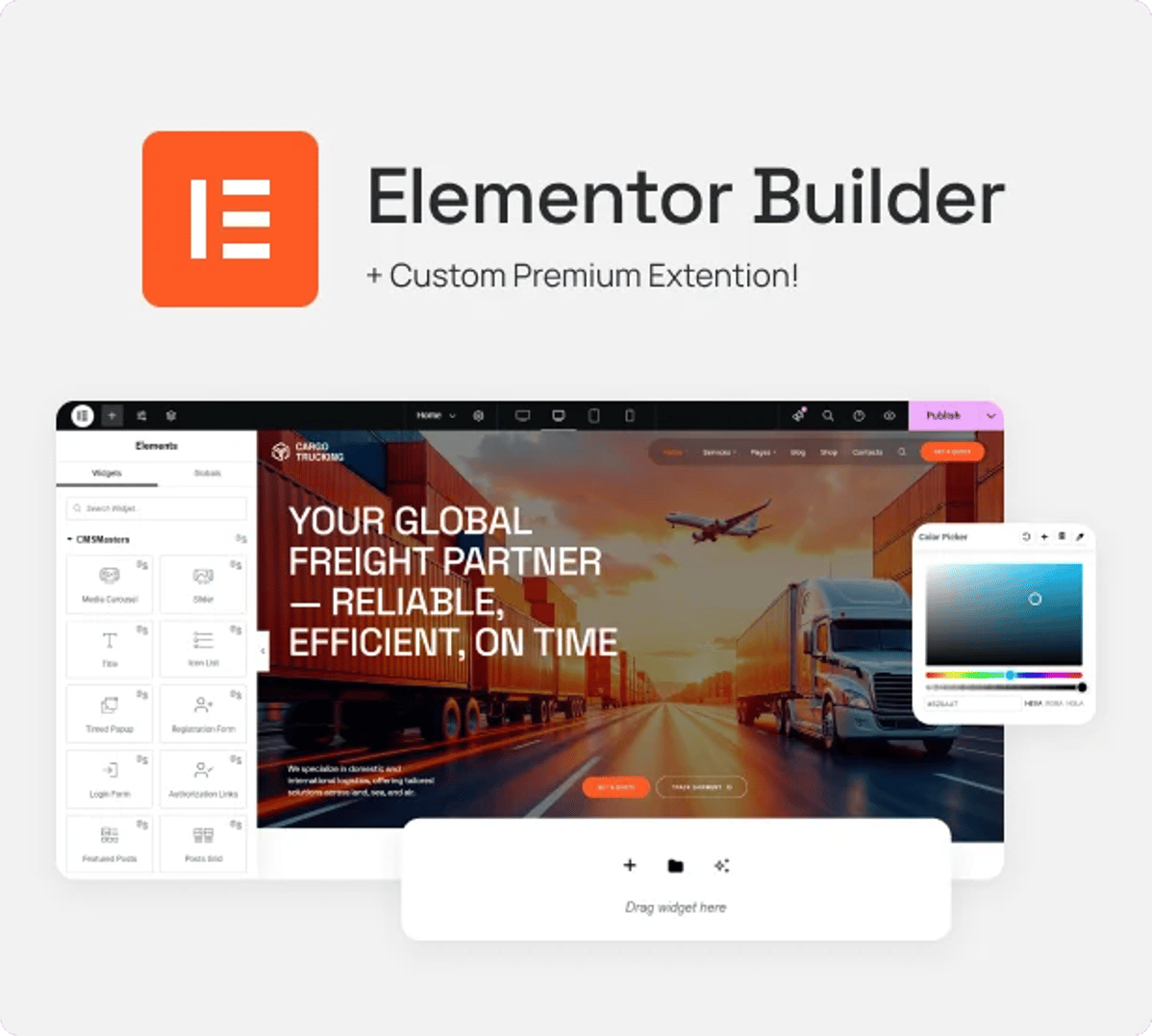 Cargo Trucking - Transportation Services & Logistics WordPress Theme - Elementor Builder | CMSMasters studio