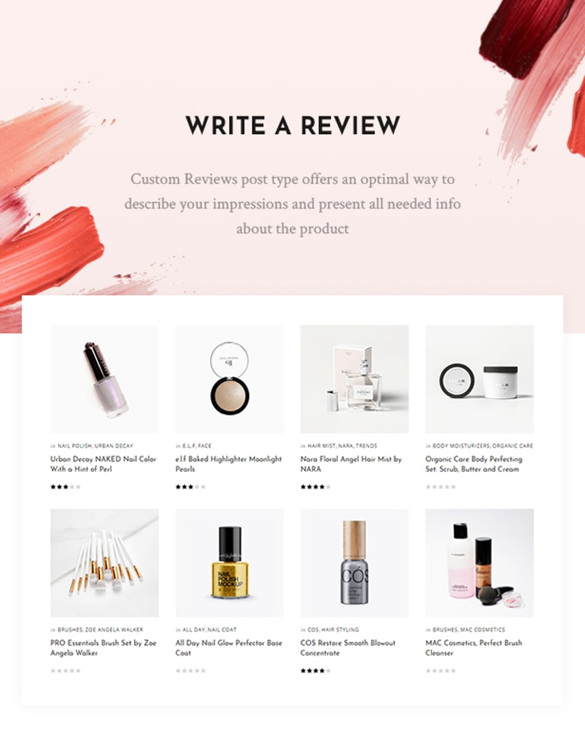 Cosmetista - Makeup Review Beauty WordPress Theme - Write a Review | cmsmasters studio