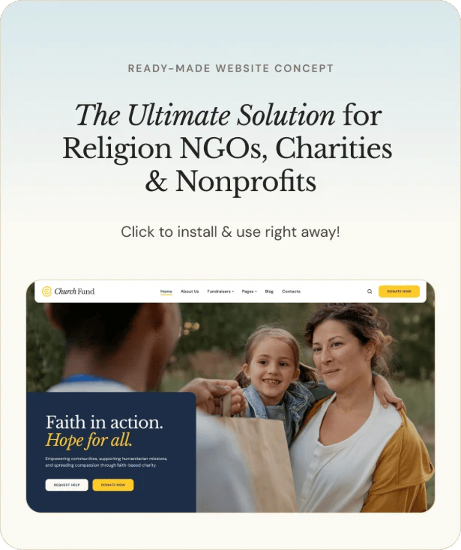 Church Fund  - Religion, NGO & Charity WordPress Theme - Ready-Made Website Concept | CMSMasters studio