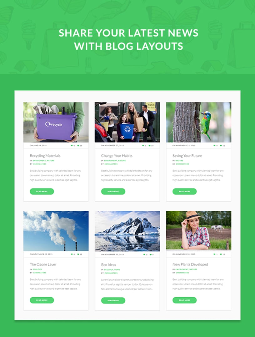 Eco Press - Nature, Ecology & NGO WordPress Theme - Blog Layouts