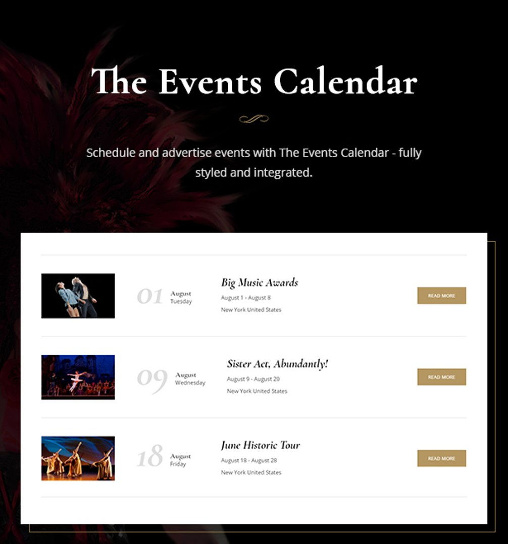 Theater - Concert & Art Event Entertainment Theme - The Events Calendar