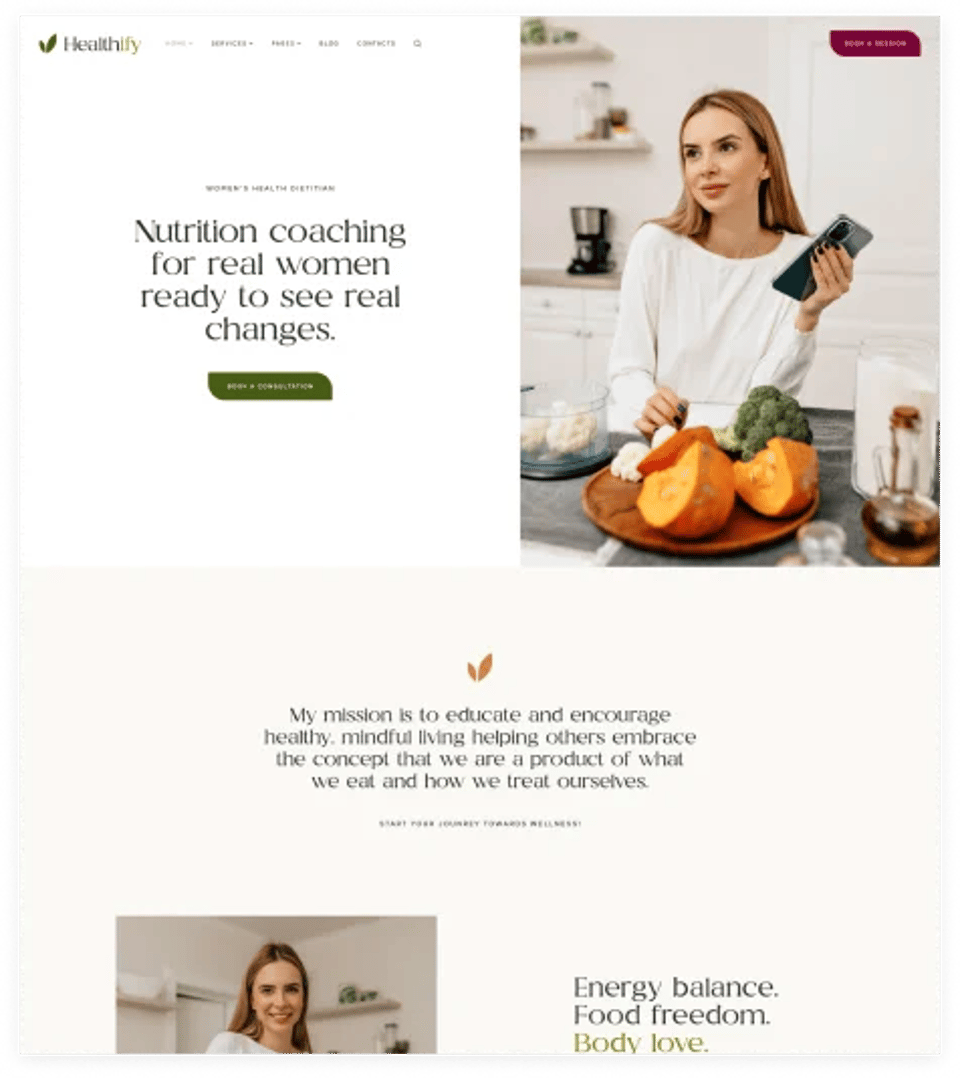 Healthify - Diet Recipes & Health Coaching WordPress Theme - Women's Health Dietitian | CMSMasters studio