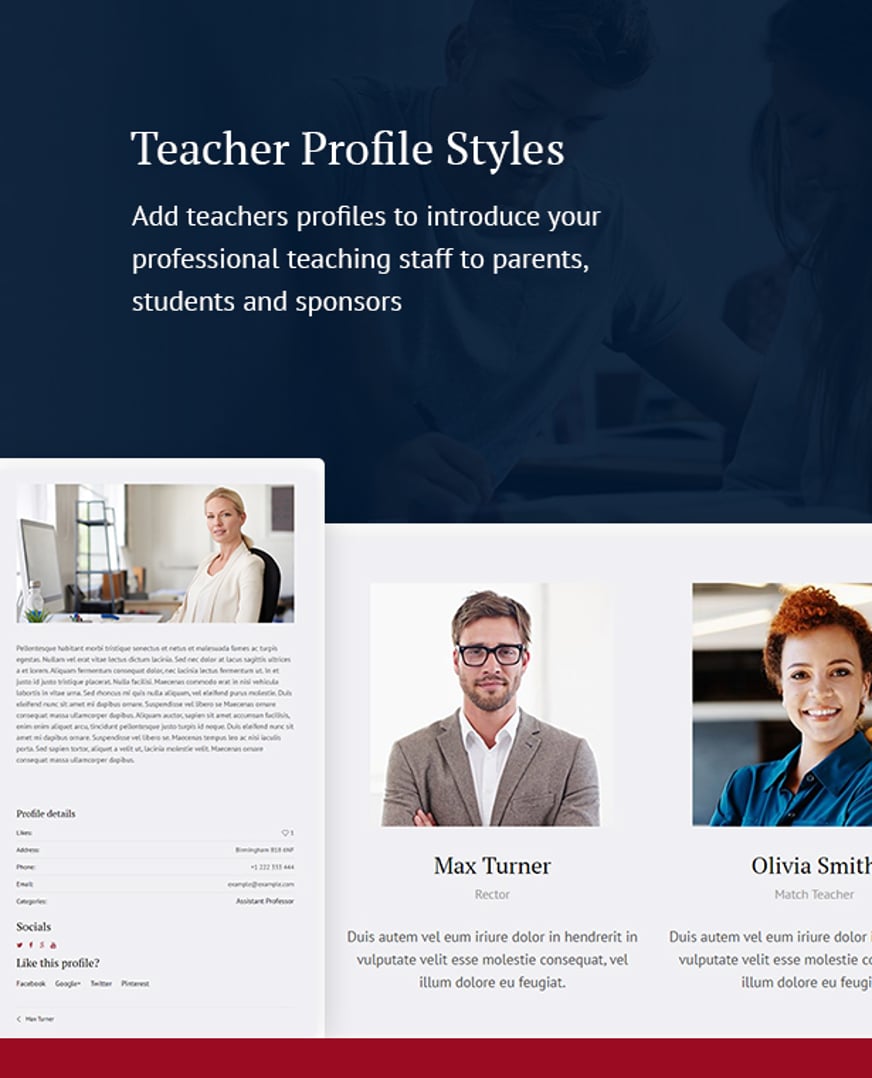 Schule - School & Education WordPress Theme with LMS - Teacher Profile Styles