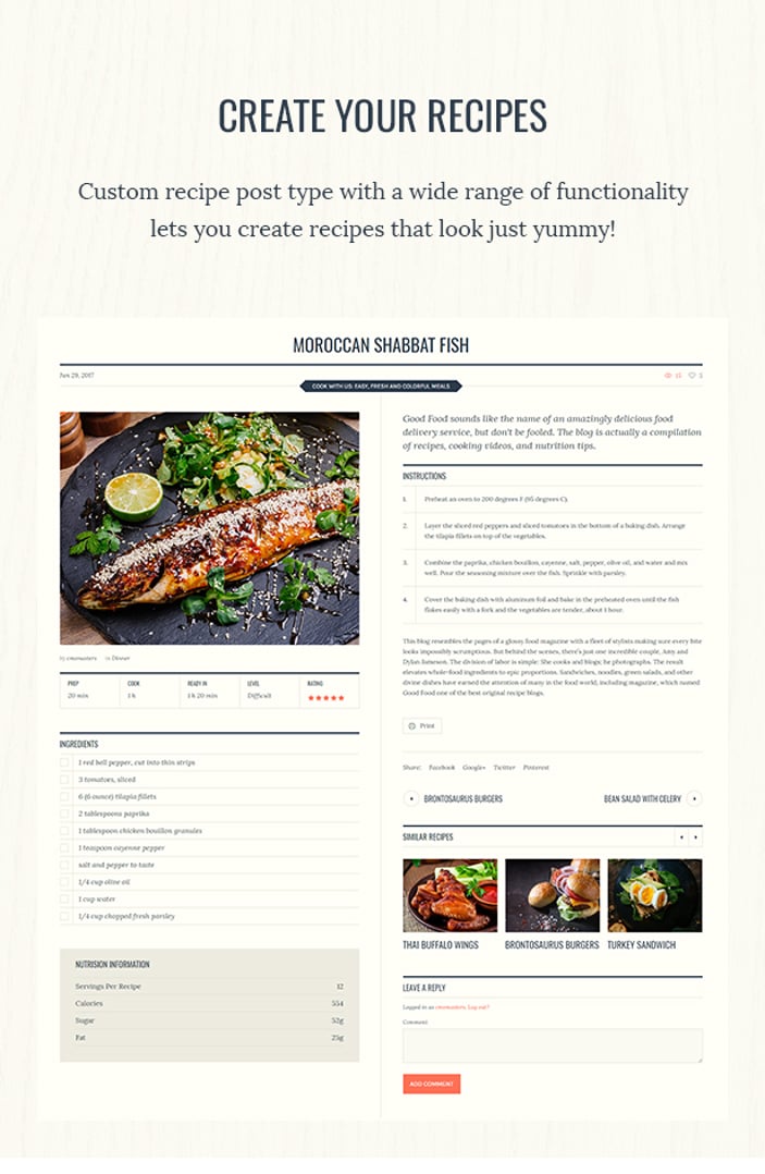 Good Food - Recipe Magazine & Culinary Blog Theme - Create Your Recipes