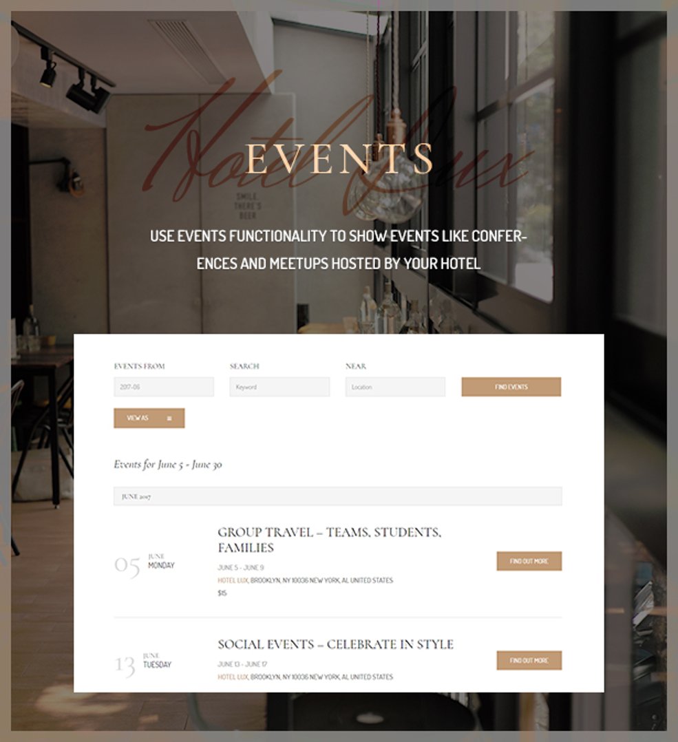 Hotel Lux - Resort & SPA WordPress Theme - Events