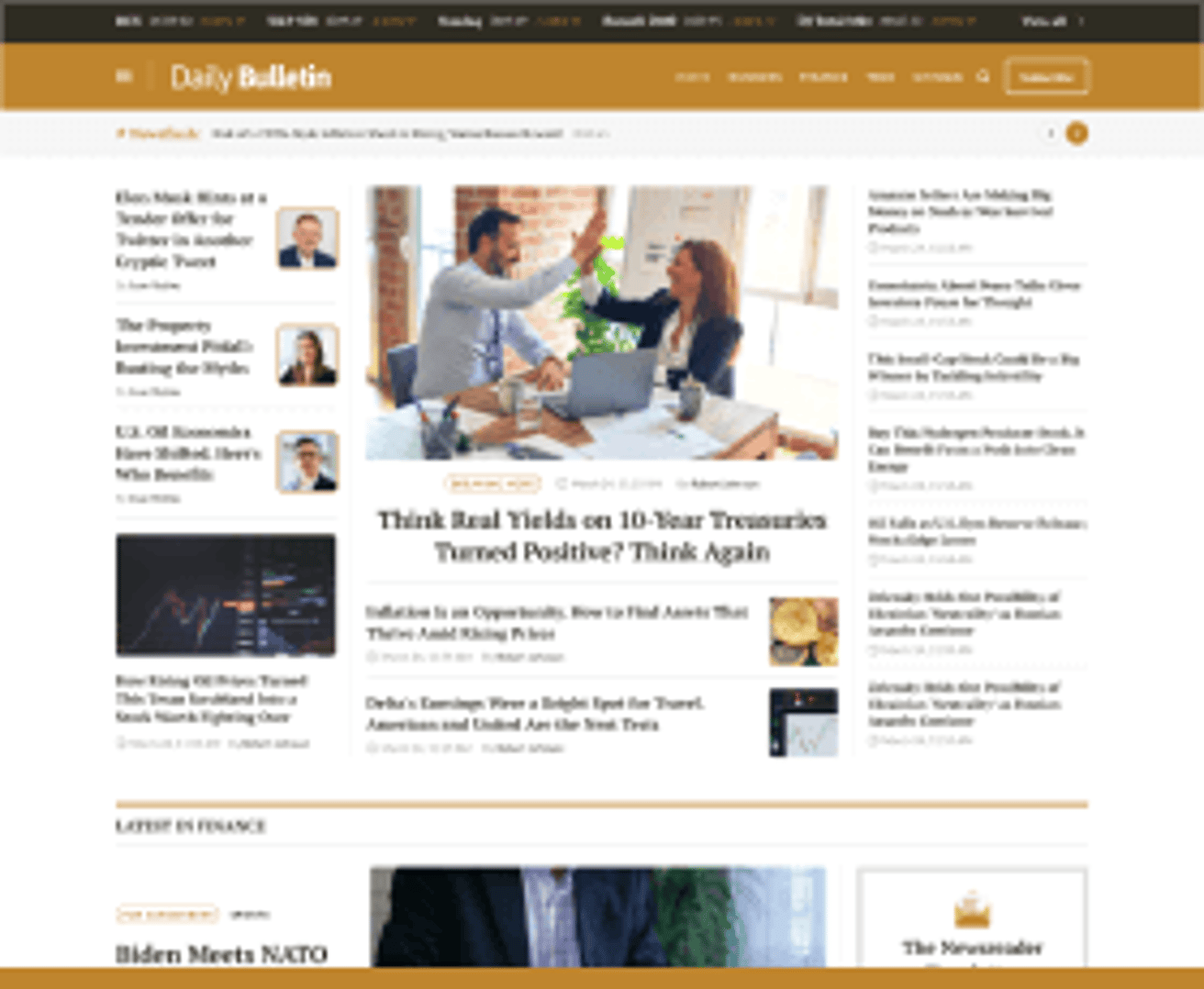 Daily Bulletin - Magazine & Newspaper WordPress Theme - Finance Bulletin Demo | Cmsmasters studio