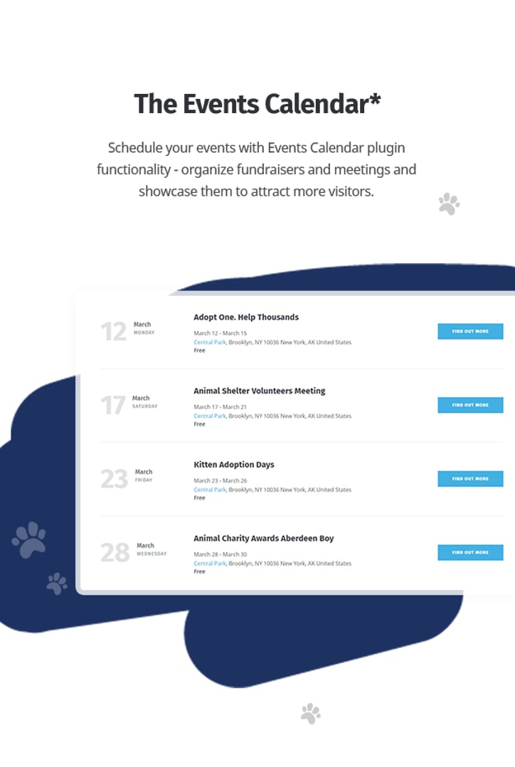 Whiskers - Pet and Vet WordPress Theme - The Events Calendar | Cmsmasters studio