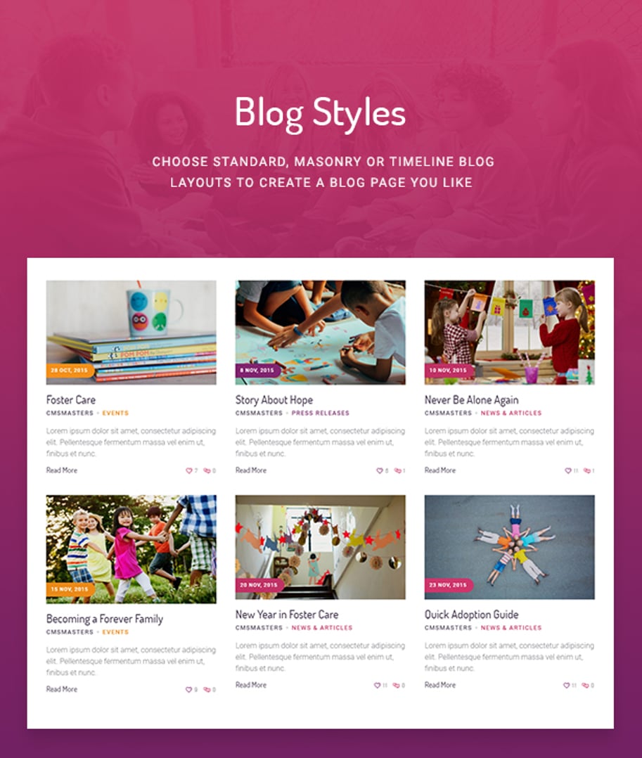 Children Charity - Nonprofit & NGO WordPress Theme -  Blog Styles