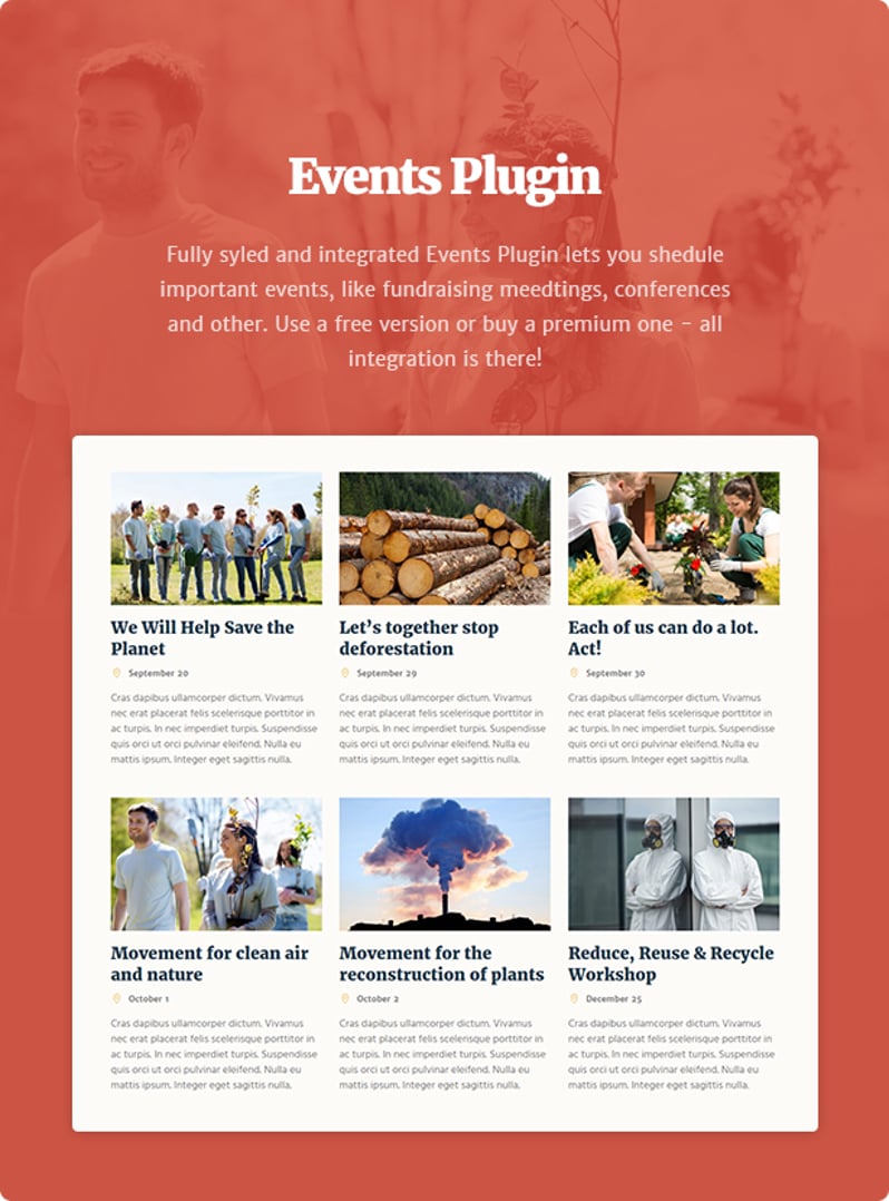 Green Planet - Ecology & Environment WordPress Theme - Events Plugin