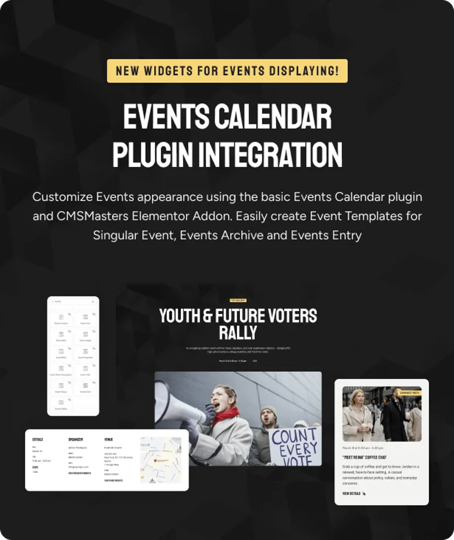 Campaigner - Political Candidate & Election WordPress Theme - Events Calendar Plugin Integration | CMSMasters studio