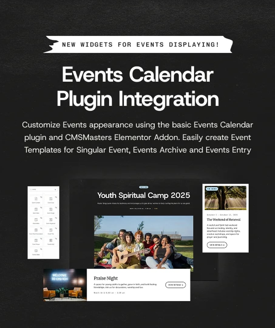 Christian Mission - Religious Events & Retreats Church WordPress Theme - Events Calendar Plugin Integration | CMSMasters studio