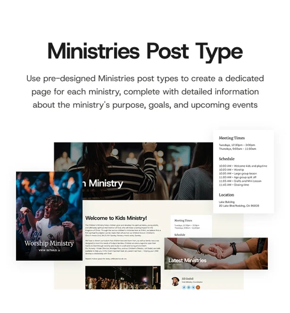 Christian Mission - Religious Events & Retreats Church WordPress Theme - Ministries Post Type | CMSMasters studio