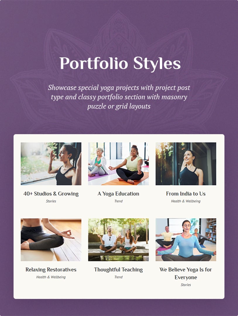 Do Yoga - Fitness Studio & Pilates Club WordPress Theme - Portfolio Styles