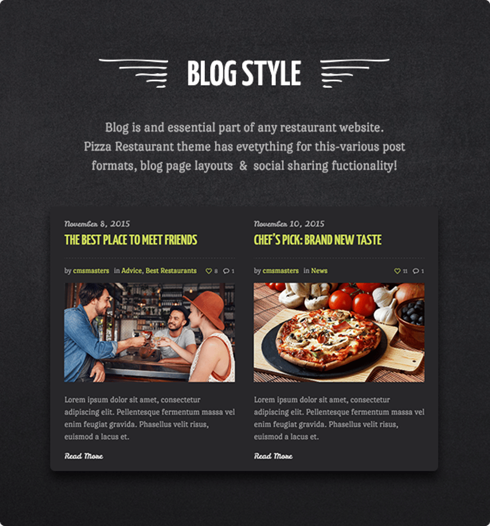 Pizza Restaurant - Fast Food & Restaurant WordPress Theme - Blog Style